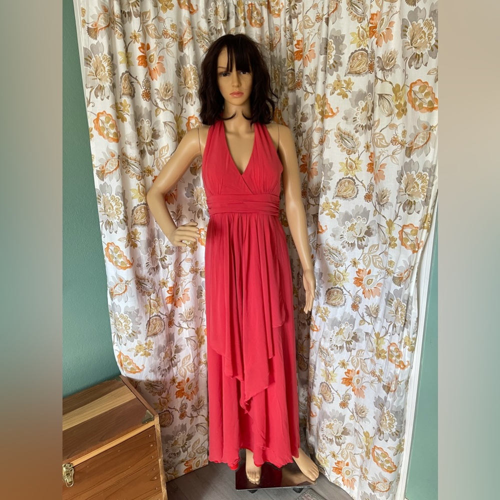 Hicole Hiller Silk Coral Dress 8-10